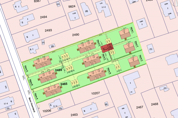 Neubau von 6 Doppelhäusern und 3 Einfamilienhäusern auf einem großen Grundstück