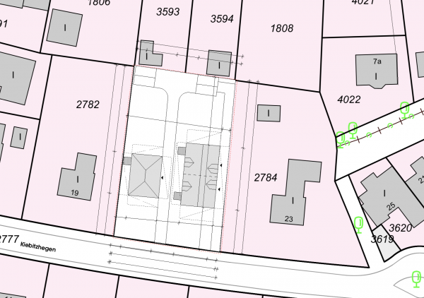 Neubau von einem Einfamilienhaus und einem Doppelhaus