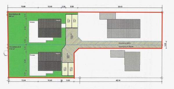 Sanierung eines Einfamilienhauses und Neubau von zwei Einfamilienhäusern auf dem hinteren Grundstück